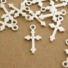 21mm Cross Charm - Silver Plated - Pack of 1