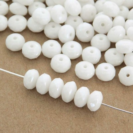 Czech Fire Polished Rondelle Beads 4x7mm - Chalk White Lustre - Pack of 30