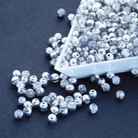 3mm Czech Round Beads - Crystal Labrador - Pack of 50
