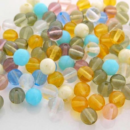 6mm Druk Round Beads - Mixed Colours - Pack of 100