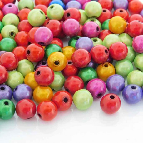 8mm Round Miracle Beads - Mixed Colours - Pack of 40