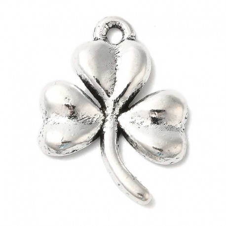 19mm Shamrock Charm - Antique Silver Tone - Pack of 1