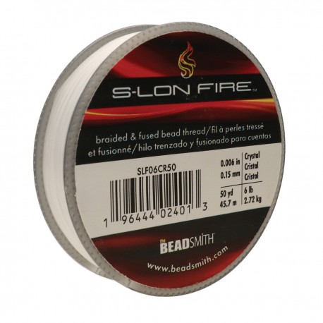 S-Lon Fire Braided Beading Thread 6lb - Crystal - 50yd