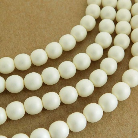 8mm Czech Glass Pearl Beads Matt Antique White - Pack of 25