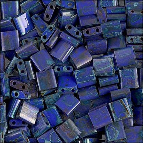Miyuki Tila Beads 5mm - Opaque Cobalt Picasso - 5g