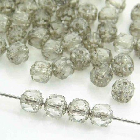 6mm Czech Cathedral Glass Beads - Silver Grey - Pack of 10