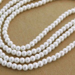 4mm Glass Pearl Beads - Bright White - 40cm Strand