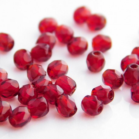 3mm Fire Polished Czech Glass Beads - Dark Garnet - Pack of 50