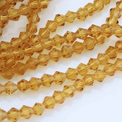 4mm Crystal Glass Bicone Beads - Amber - 23cm strand