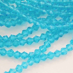4mm Crystal Glass Bicone Beads - Aqua Blue - 23cm strand