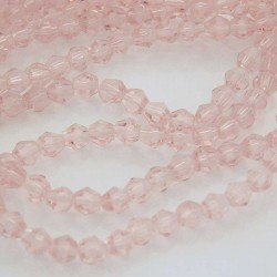4mm Crystal Glass Bicone Beads - Pink - 23cm strand