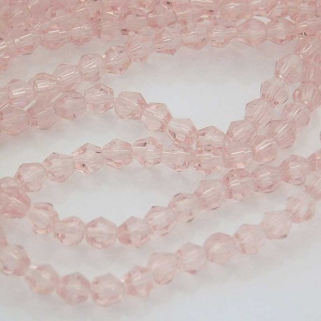 4mm Crystal Glass Bicone Beads - Pink - 23cm strand