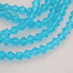 6mm Crystal Glass Bicone Beads - Aqua Blue - 28cm Strand