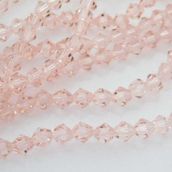 6mm Crystal Glass Bicone Beads - Pink - 28cm Strand
