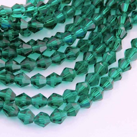 6mm Crystal Glass Bicone Beads - Light Emerald - 28cm Strand