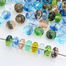 Czech Fire Polished Rondelle Beads 4x7mm - Multicolour Mix - Pack of 30