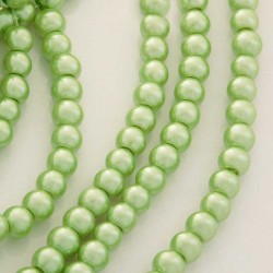 6mm Value Glass Pearl Beads - Light Green - Pack of 100