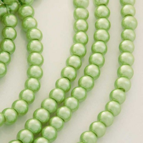 6mm Value Glass Pearl Beads - Light Green - Pack of 100