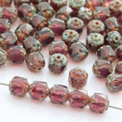 6mm Czech Cathedral Glass Beads - Lt. Amethyst Travertine - Pack of 10