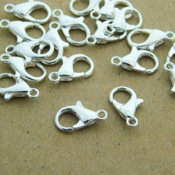 14mm Lobster Clasp - Silver Plated - Pack of 10
