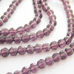 6mm Round Faceted Glass Beads - Amethyst - Pack of 50