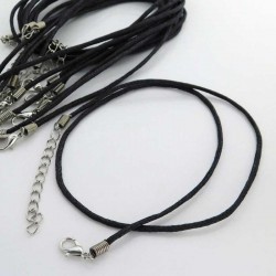 44cm Black Waxed Cord Necklace - Pack of 2 or 5