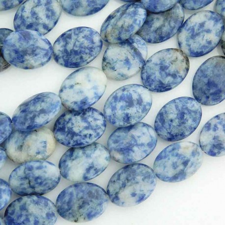 16mm Blue Spot Jasper Beads - Faceted Oval - Pack of 2
