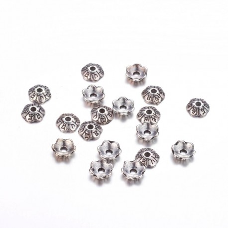 6mm Bead Cap - Antique Gold Tone Flower - Pack of 50