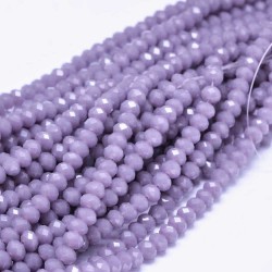 4mm x 6mm Crystal Rondelle Beads - Opal Mauve - 20cm Strand