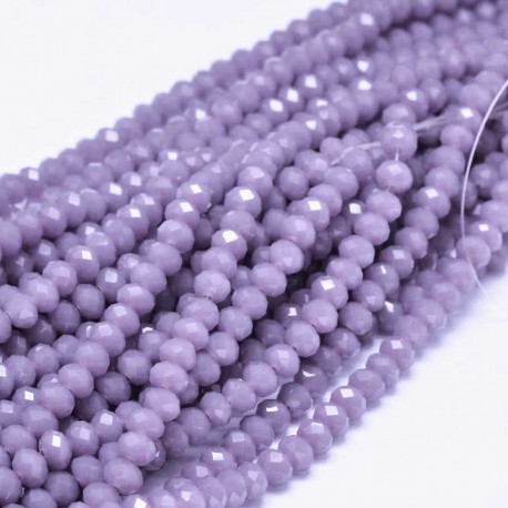 4mm x 6mm Crystal Rondelle Beads - Opal Mauve - 20cm Strand