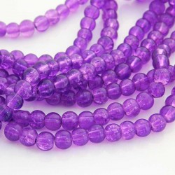 6mm Purple Crackle Glass Beads - 74cm strand