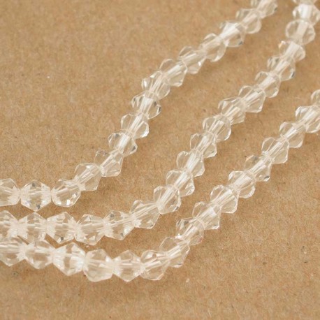 4mm Crystal Glass Bicone Beads - Clear - 41cm strand