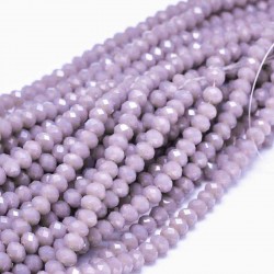 4mm x 6mm Crystal Rondelle Beads - Opal Mauve - 20cm Strand