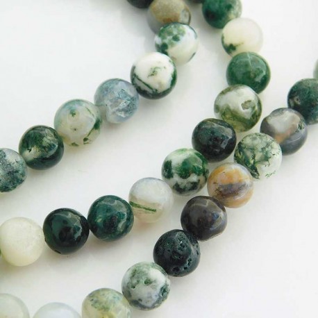 8mm Tree Agate Beads - 37cm Strand