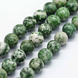 6mm Green Spot Jasper Beads - 37cm Strand