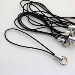 Mobile Phone Charm Cord - Black - Pack of 10