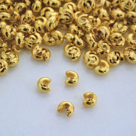 3mm Crimp Bead Covers - Gold Plated - Pack of 50