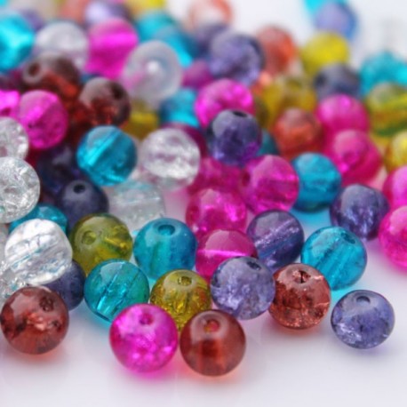 6mm Crackle Glass Beads - Mixed Colours