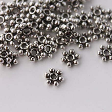 6mm Antique Silver Tone Daisy Beads