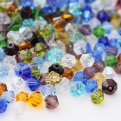 6mm Crystal Glass Bicone Beads - Mixed Colours _ Pack of 20