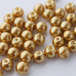 8mm Glass Pearl Beads - Light Gold