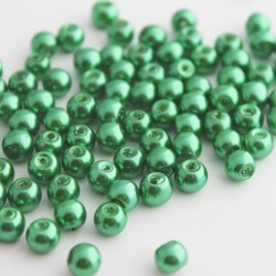 6mm Glass Pearl Beads - Green - Pack of 100