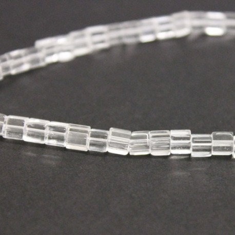 4mm Polished Glass Cube Beads - Clear - 28cm strand
