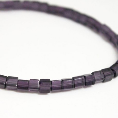 4mm Polished Glass Cube Beads - Purple - 30cm strand
