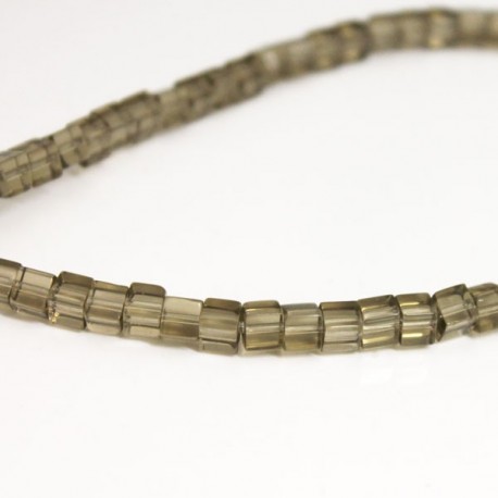 4mm Polished Glass Cube Beads - Smoky Topaz - 30cm strand