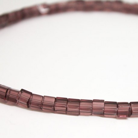 4mm Polished Glass Cube Beads - Light Plum - 30cm strand