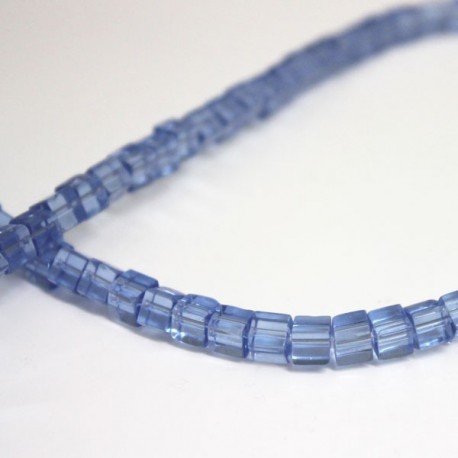 4mm Polished Glass Cube Beads - Light Blue - 30cm strand