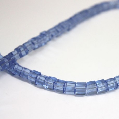 4mm Polished Glass Cube Beads - Light Blue