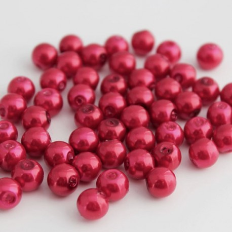 8mm Glass Pearl Beads - Red
