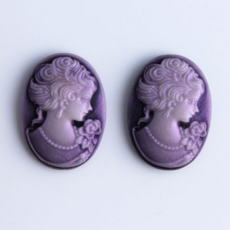 Pack of 2 Cabochon Cameos - Purple